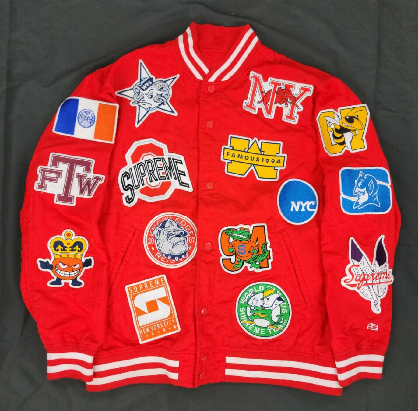 Maker of Jacket Varsity Jackets Supreme Yankees Red Leather