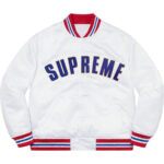 Supreme White Satin Varsity Jacket