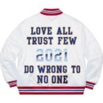 Supreme White Satin Varsity Jacket