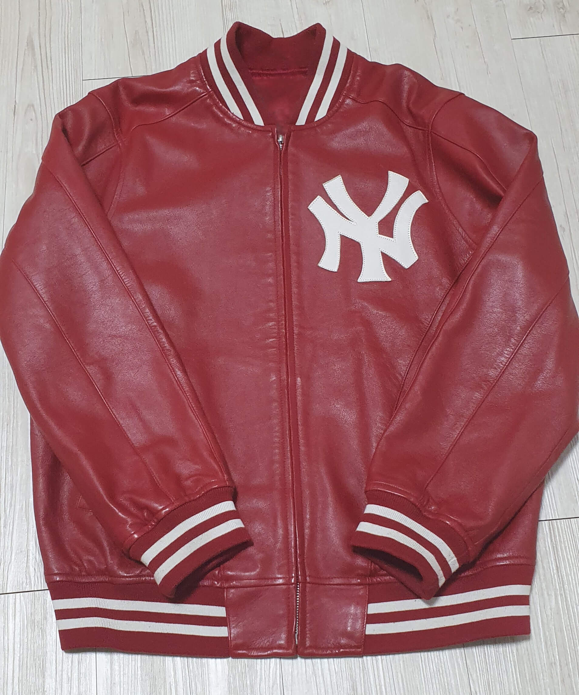 Supreme NY Yankees Red Leather Varsity Jacket - Maker of Jacket