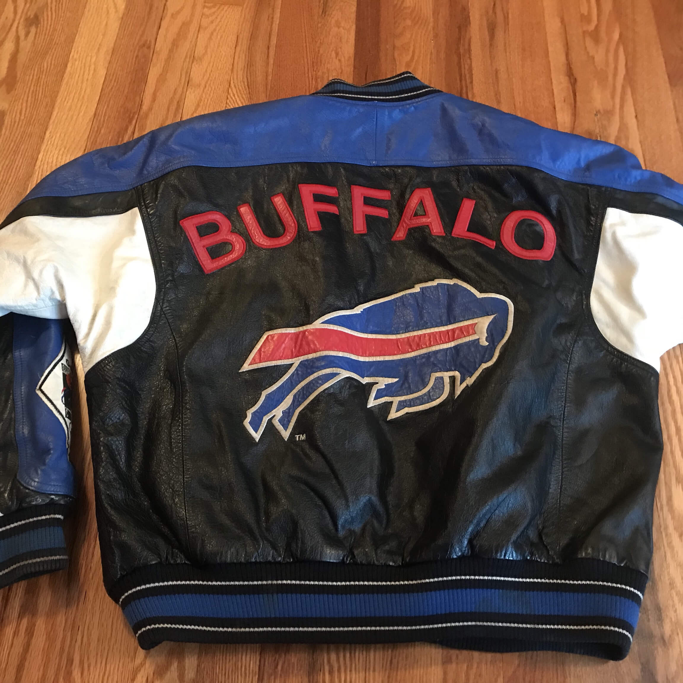 Vintage 1990s Buffalo Bills NFL Leather Varsity Jacket / Fall