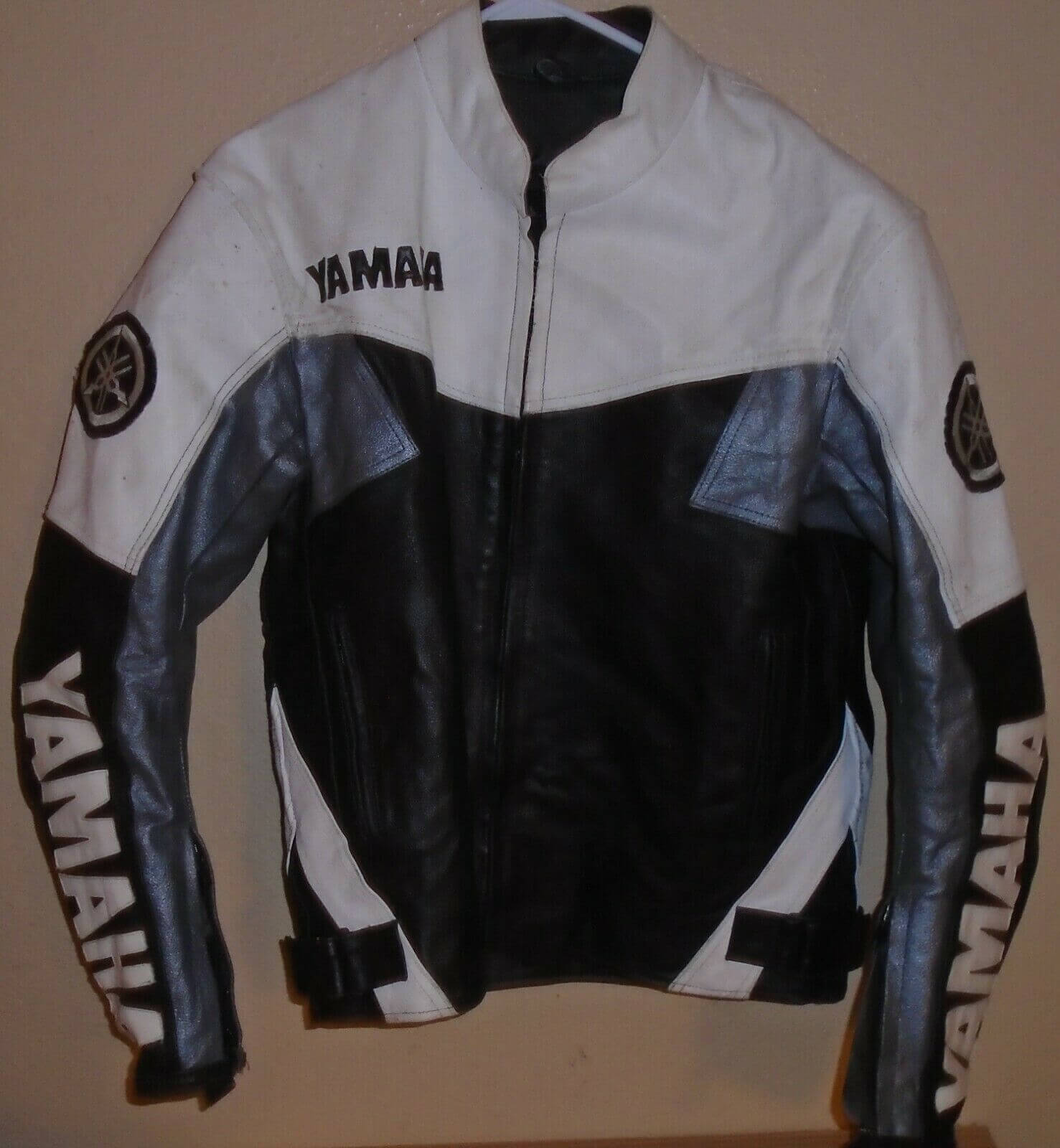 Yamaha Motorcycle Black And White Racing Leather Jacket