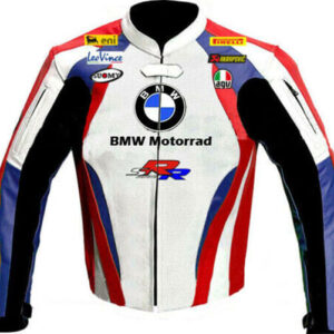 BMW Motorrad Motorcycle White And Blue Leather Jacket