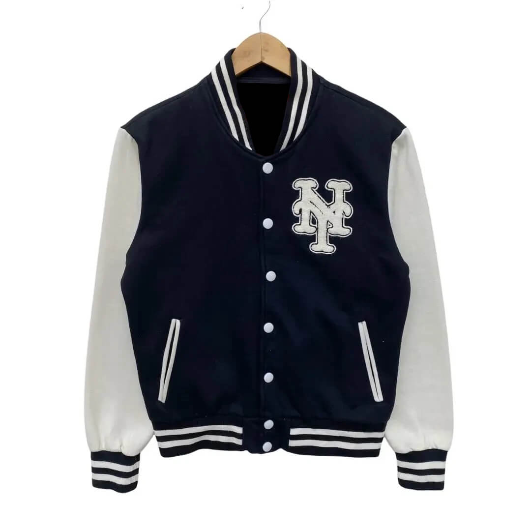 Maker of Jacket Fashion Jackets Black White New York Mets Varsity