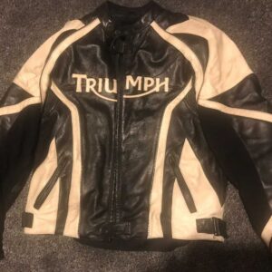 Black White Triumph Motorcycle Racing Leather Jacket