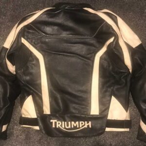 Black White Triumph Motorcycle Racing Leather Jacket