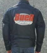 Buell Motorcycle Racing Black Leather Jacket