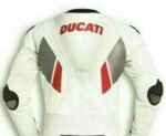 Ducati Motorcycle White And Black Leather Jacket