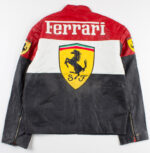 Ferrari Black And White Motorcycle Racing Leather Jacket