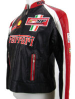 Ferrari Motorcycle Black And Red Leather Jacket