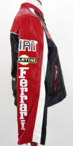 Ferrari Motorcycle Black And Red Leather Jacket