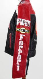 Ferrari Motorcycle Black And Red Leather Jacket