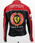 Ferrari Motorcycle Black And Red Leather Jacket
