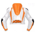 KTM Motorcycle White And Orange Leather Jacket