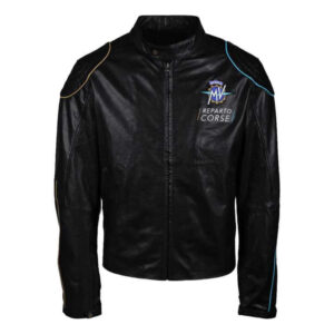 MV Agusta Corse Motorcycle Racing Black Leather Jacket