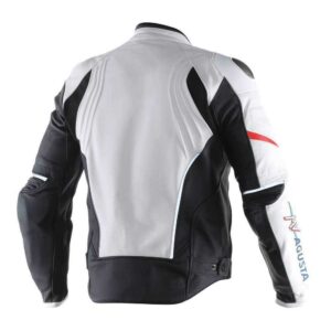 MV Agusta Motorcycle Racing White Leather Jacket