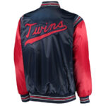 Minnesota Twins Navy Red Enforce Varsity Satin Jacket