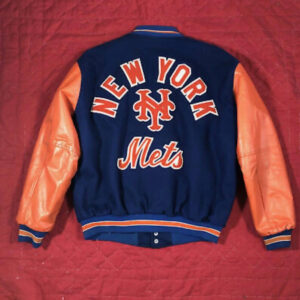 NEW YORK METS RETRO CLASSIC RIB WOOL VARSITY JACKET (ROYAL/ORANGE