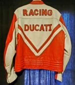Orange White Ducati Motorcycle Racing Leather Jacket