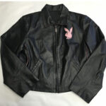 Playboy Pink Patch Black Leather Jacket