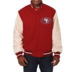 SAN FRANCISCO 49ERS JH DESIGN EMBROIDERED WOOL JACKET - BLACK