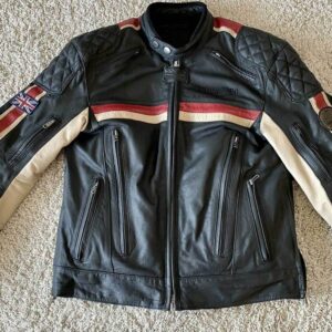 Triumph Motorcycle Black And White Racing Leather Jacket