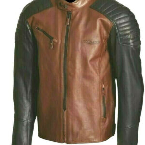 Triumph Motorcycle Brown And Black Leather Jacket