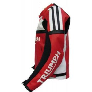 Triumph Motorcycle Red And White Racing Leather Jacket