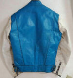 Vintage BMW Motorcycle Blue And White Leather Jacket