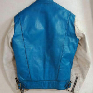 Vintage BMW Motorcycle Blue And White Leather Jacket