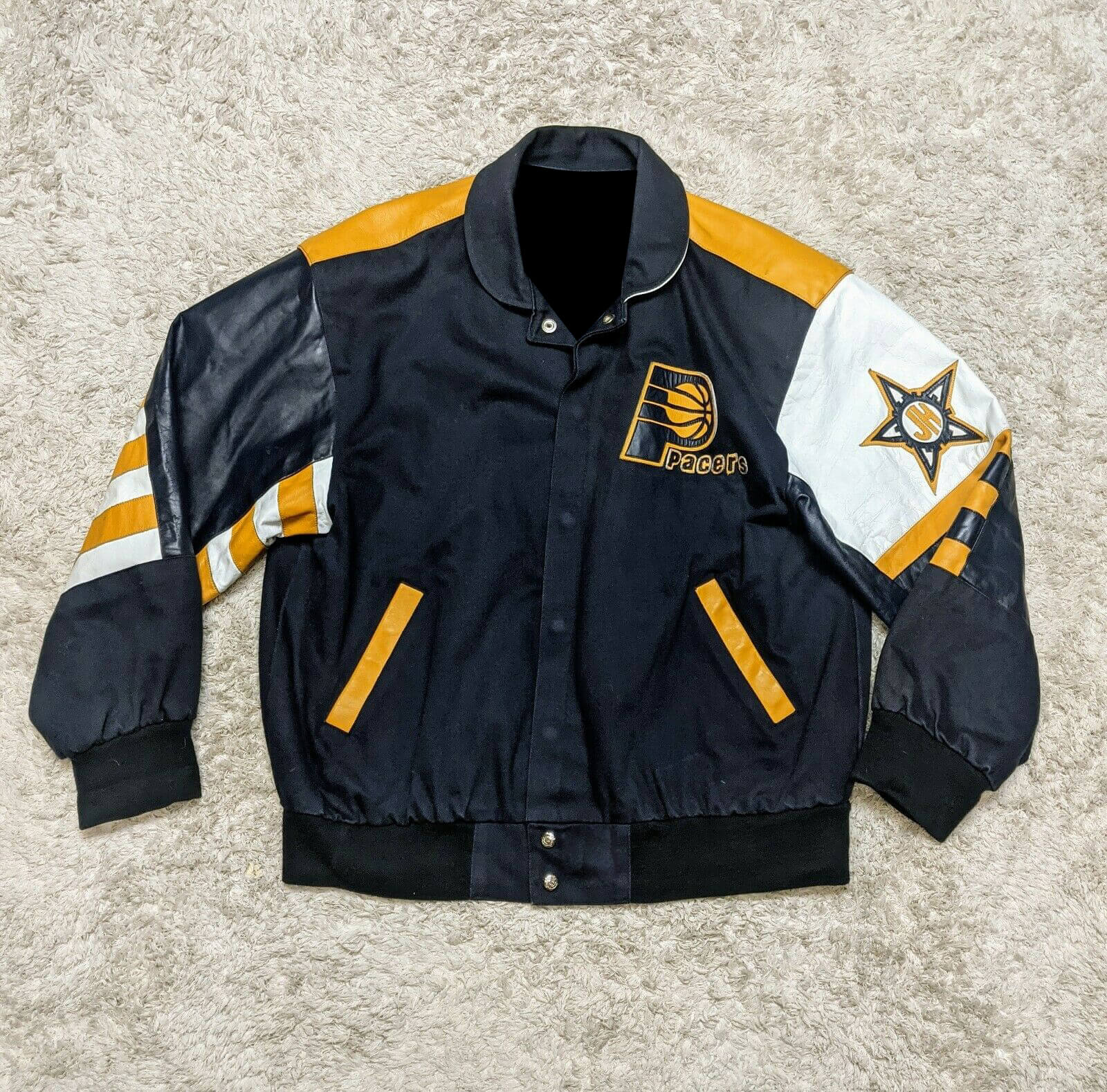 LV Varsity Yellow and Black Leather Jacket - The Film Jacket