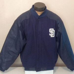 Maker of Jacket Sports Leagues Jackets MLB Vintage 90s San Diego Padres Blue Satin