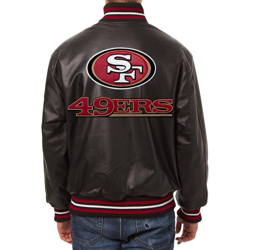 San Francisco 49ers Black White Bomber Leather Jacket - Maker of Jacket