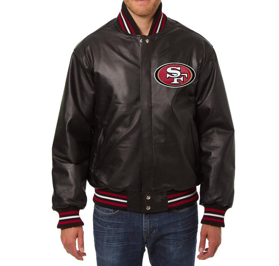 Maker of Jacket Black Leather Jackets Vintage San Francisco 49ers