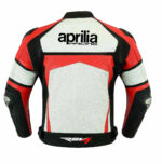 White Red Aprilia Motorcycle Racing Leather Jacket