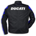Black Blue Ducati Motorcycle Racing Leather Jacket
