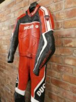 Black Red Ducati Corse Motorcycle Racing Leather Suit