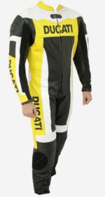 Ducati Motorcycle Black And Yellow Leather Suit