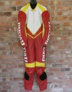 Ducati Motorcycle Racing Red And White Leather Suit