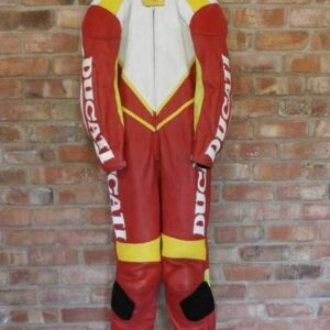 Ducati Motorcycle Racing Red And White Leather Suit