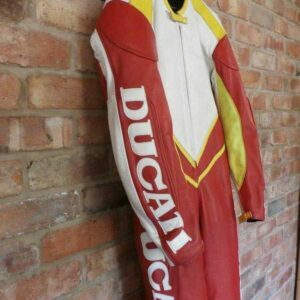 Ducati Motorcycle Racing Red And White Leather Suit