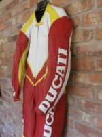 Ducati Motorcycle Racing Red And White Leather Suit