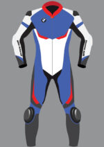 Gray Blue BMW Motorrad Motorcycle Racing Leather Suit