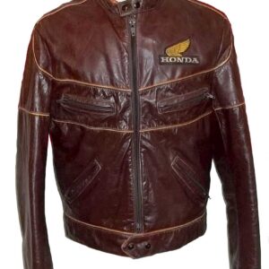 Honda Motorcycle Racing Brown Leather Jacket