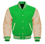 Letterman Baseball Green And Cream Varsity Jacket