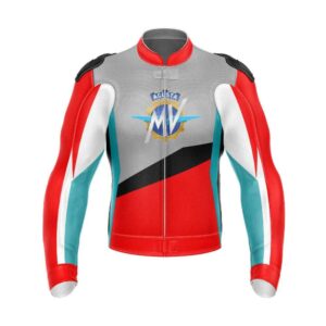 Red Gray MV Agusta Motorcycle Racing Leather Jacket