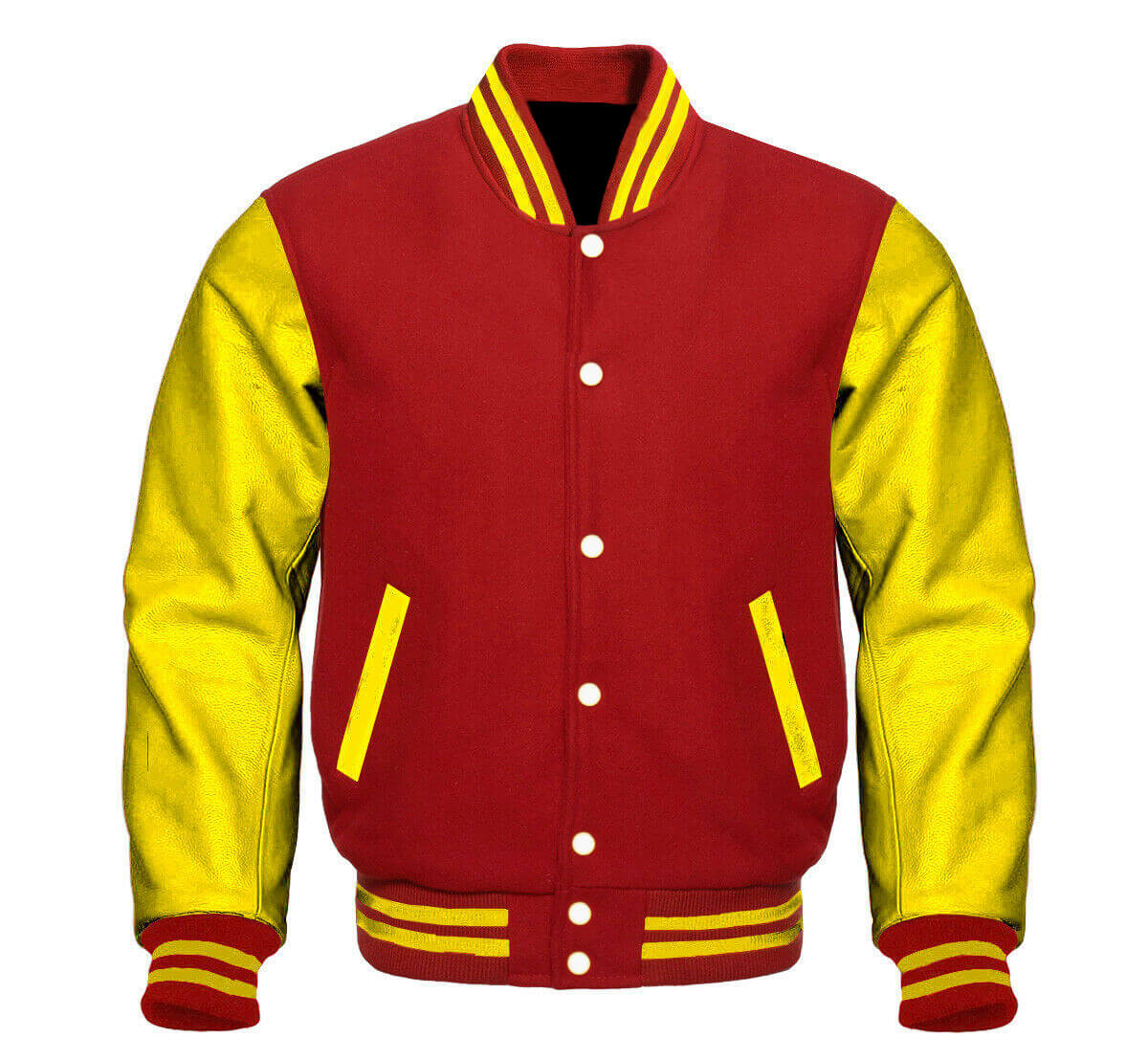 Red Yellow Letterman Baseball Varsity Jacket - Maker of Jacket
