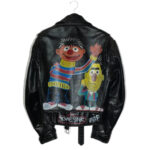 Vintage Hand Painted Bert And Ernie Leather Jacket