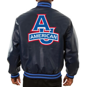 American Eagles NCAA Blue Leather Jacket Back