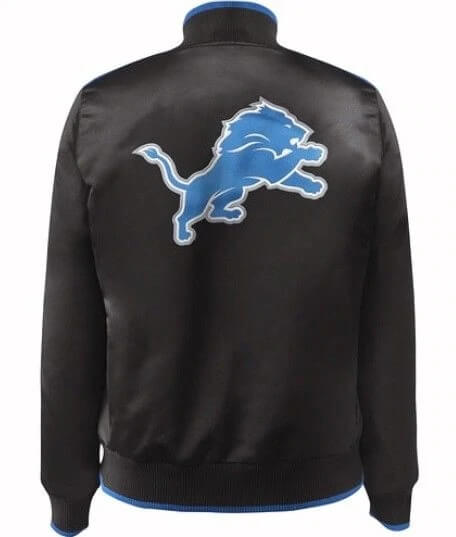 Maker of Jacket NFL Detroit Lions Black Team Satin